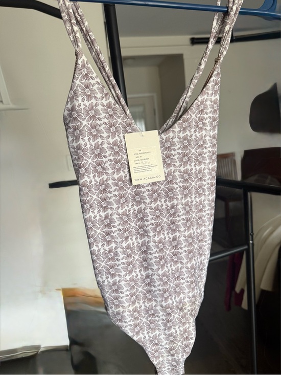 acacia swimwear Other - acacia swimwear Taupe Floral V-Neck One-Piece Swimsuit